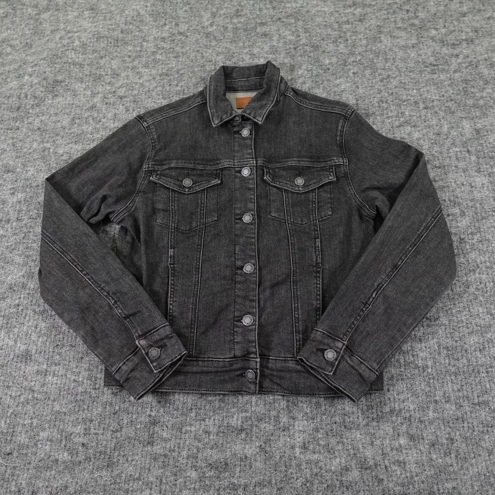 Judy Blue Jean Jacket Womens Medium Black Denim Trucker Stretch JB744 Classic